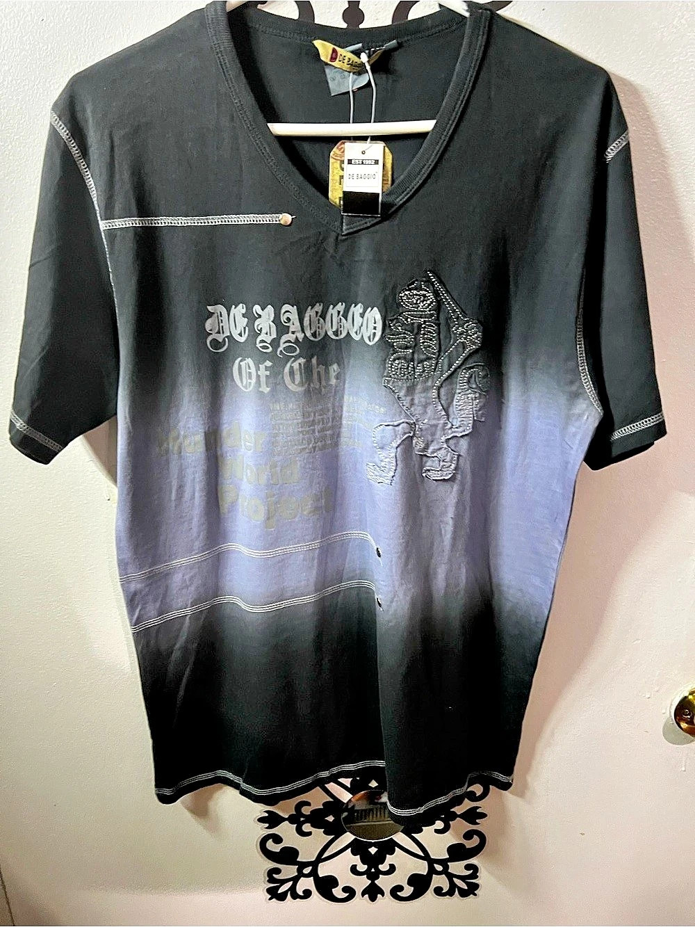 De Baggio Style No. 111 Men's Color Block Cotton Tee Size Medium NWT